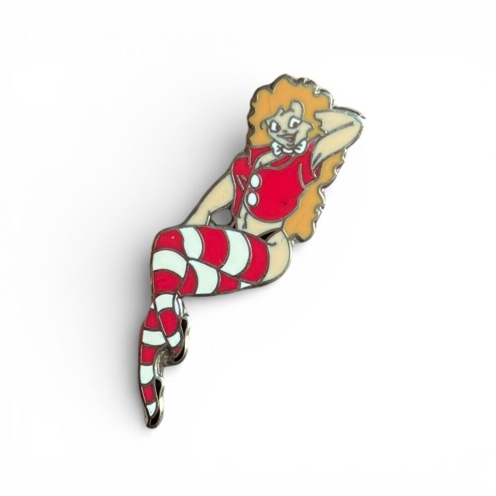 Vintage Burlesque Pin Up Enamel Pin Red Head 80s Biker Sexy Cartoon Anime